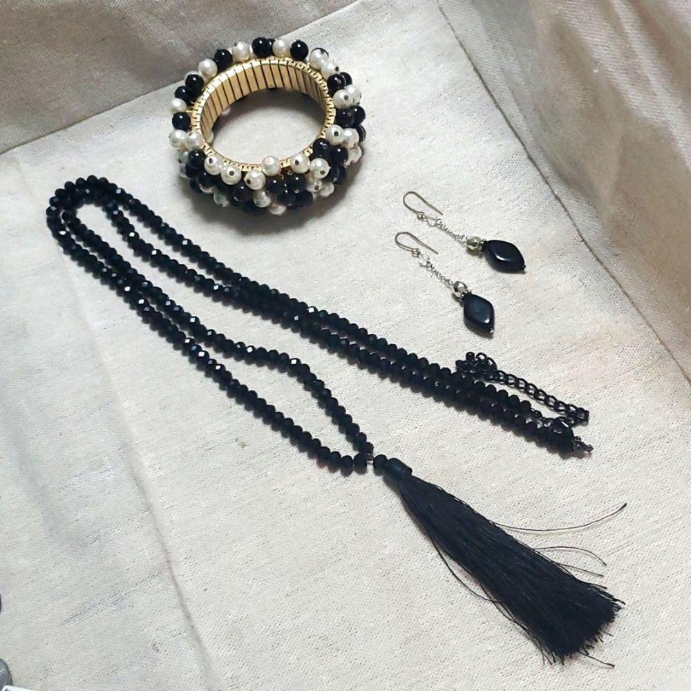 Vintage Black Tassel Jewelry Set